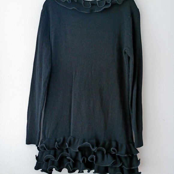 Michael Kors Black Ruffle Trim Sweater Tunic – Long Sleeve Knit Top | Size - Picture 5 of 5